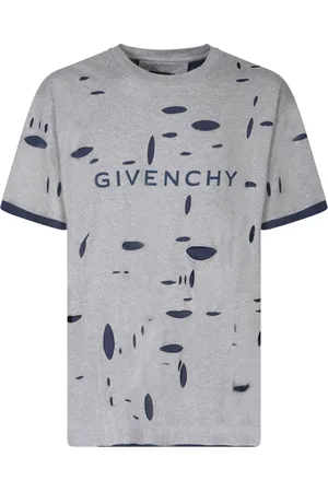 Givenchy Top, Herre, Grå, S, Bomuld, Distressed Grå Logo Bomulds T-shirt
