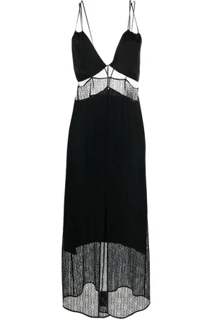 Givenchy Kjole, Dame, Sort, XS, 4G Motif Semi Sheer Maxi Kjole