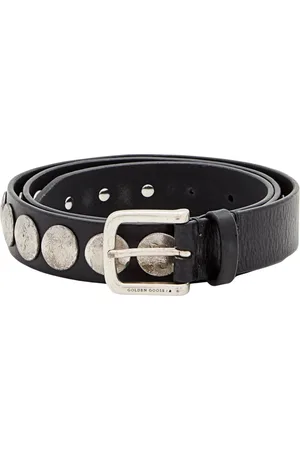 Golden Goose Tilbehør, unisex, Sort, 80 CM, Læder, Sort Læder Studded Bælte