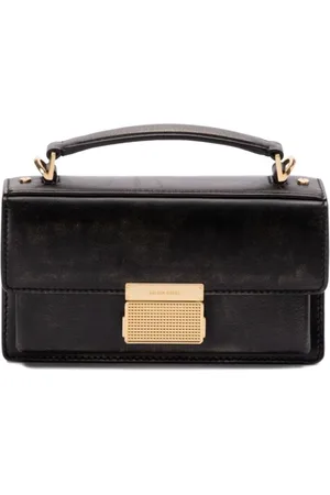 Golden Goose Taske, Dame, Sort, ONE SIZE, Uld, Sort læder skuldertaske med guldfarvet hardware