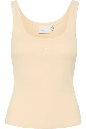 Gestuz Top, Dame, Gul, L, Bomuld, Logo Top 2.0 Smør Gul