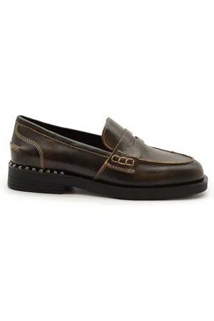 Ash Sko, Dame, Brun, 40 EU, Læder, Brun Læder Moccasin med Nitter