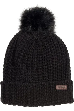 Barbour Tilbehør, Dame, Sort, ONE SIZE, Uld, Chunky Strikket Hue med Mærke