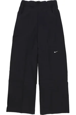 Nike Bukser, Dame, Sort, L, Bomuld, Essentials Vævede Højtaljede Bukser med Vid Ben