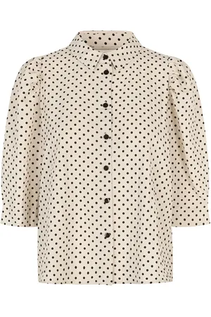 Lollys Laundry Bluser & Skjorter, Dame, , 2XL, Bomuld, Elegant Bonoll Skjorte med Puff Ærmer