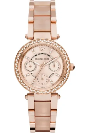 Michael Kors Tilbehør, Dame, Lyserød, ONE SIZE, Uld, Rosaguld Dame Kvartsur
