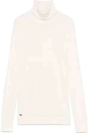 Ralph Lauren Strik, Dame, , XL, Uld, Ecru Finstrikket Ribkant Rullekrave Sweater