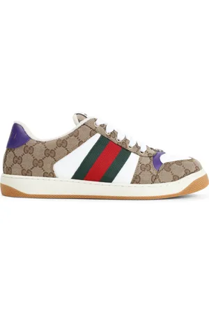 Gucci Sko, Herre, Flerfarvet, 42 EU, Beige Ebony Textile GG Supreme Screener Sneakers