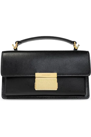 Golden Goose Taske, Dame, Sort, ONE SIZE, Uld, Sort læder skuldertaske med guldfarvet spænde