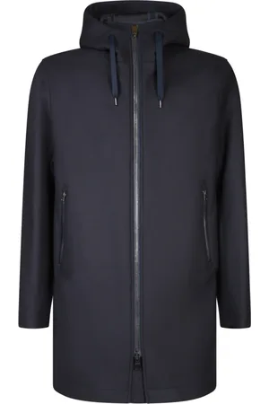 HERNO Frakke, Herre, Blå, 2XL, Uld, Trekvartfrakke Stilfuld Varm