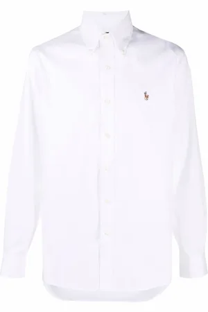 Ralph Lauren Skjorte, Herre, Hvid, 4XL, Bomuld, Klassisk hvid bomulds Polo Pony skjorte