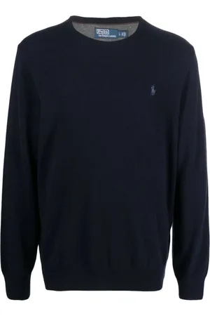 Ralph Lauren Strik, Herre, Blå, XL, Uld, Langærmet Pullover Sweater