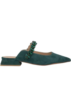 Alma en Pena Sko, Dame, Grøn, 37 EU, Læder, Crystal Flat Mule Sko