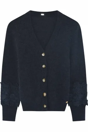 gustav Strik, Dame, Blå, L, Bomuld, Lace Knit Cardigan