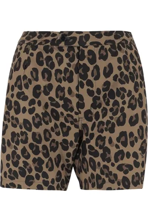 Aspesi Shorts, Dame, Brun, S, Uld, Leo Mønster Elastik Talje Casual Shorts