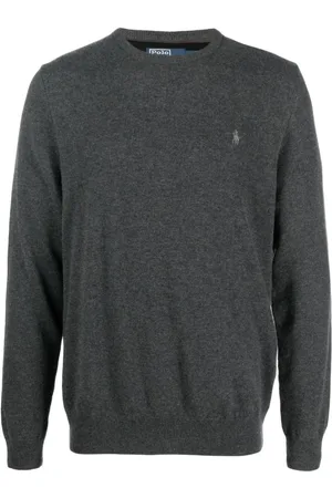 Ralph Lauren Strik, Herre, Grå, XL, Uld, Grå sweater