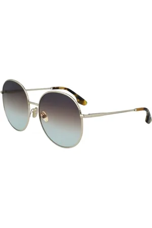 Victoria Beckham Tilbehør, Dame, Gul, 59 MM, Gyldne metal solbriller til kvinder