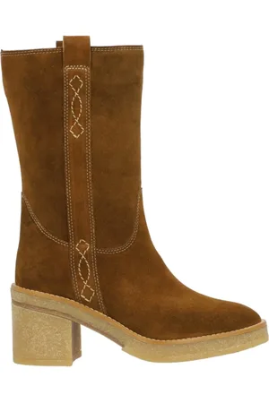 Alpe Sko, Dame, Brun, 40 EU, Camelfarvede Hælboots i Nubuck