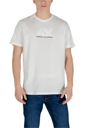 Armani Exchange Top, Herre, Hvid, L, Bomuld, Beige T-shirt i kortærmet bomuld