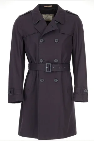 HERNO Frakke, Herre, Blå, XL, Bomuld, Monogram Double-Breasted Trenchcoat