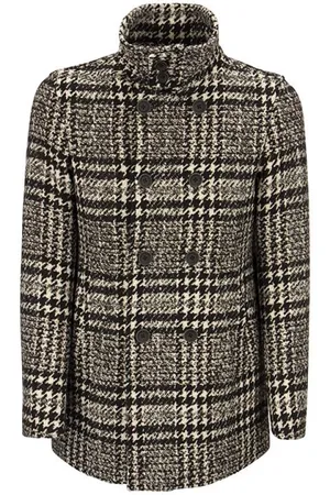 HERNO Frakke, Herre, Brun, L, Uld, Vintage Glen Check Uldblanding Frakke