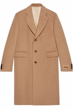 Gucci Frakke, Dame, , XL, Uld, logo-patch single-breasted coat