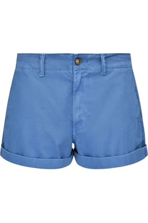 Ralph Lauren Shorts, Dame, Blå, 3XS, Bomuld, Chino Shorts med opsmøget kant