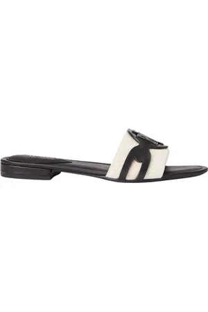 Ralph Lauren Sko, Dame, Sort, 37 EU, Læder, Sort Flip Flops med Logo