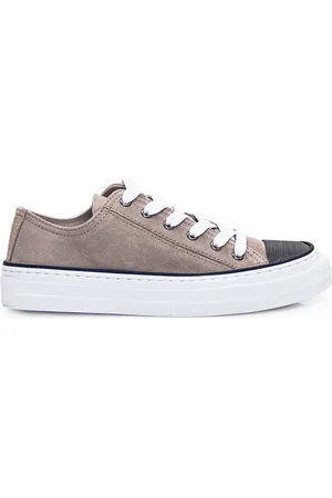 Brunello Cucinelli Sko, Dame, Brun, 36 EU, Uld, Beige Ruskind Smykke Tå Sneakers