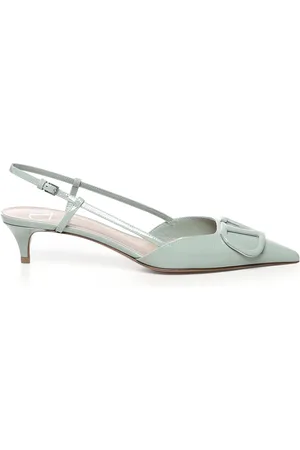 VALENTINO GARAVANI Sko, Dame, Grøn, 38 EU, Læder, Lakerede Slingback Pumps Morning Dew