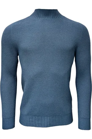 Gran Sasso Strik, Herre, Blå, 2XL, Uld, Rainwool Turtleneck Sweater