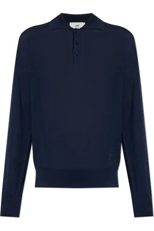 Ami Strik, Herre, Blå, XL, Uld, Polo-sweater i uld