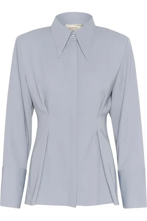 Gestuz Bluser & Skjorter, Dame, Blå, XS, Polyester, Elegant Grå Blå Skjortebluse