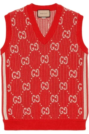 Gucci Top, Herre, Rød, XS, Bomuld, jacquard strikket vest