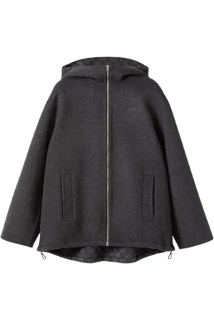 Gucci Jakke, Dame, Sort, XS, Uld, Sort Broderet Jakke med Klassisk Hætte
