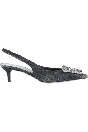 ROBERTO FESTA Sko, Dame, Sort, 36 EU, Denim, Sort denim slingback med krystaltilbehør