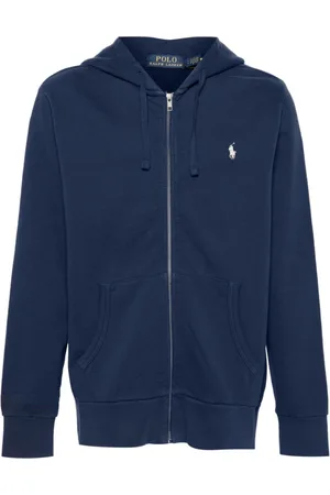 Ralph Lauren Sweathshirts & Hoodies, Herre, Blå, S, Bomuld, Sweatshirt med lynlås og Polo Pony-motiv