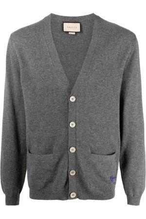Gucci Strik, Herre, Grå, XL, Cashmere, Horsebit-detalje cashmere cardigan