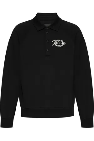 Givenchy Sweathshirts & Hoodies, Herre, Sort, L, Uld, Polo Sweatshirt med stilfuld brodering