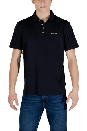 Armani Exchange Top, Herre, Blå, XL, Bomuld, Polo Shirt med tryk, korte ærmer