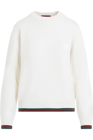 Gucci Strik, Dame, , M, Uld, Elfenbensfarvet sweater med webdetalje