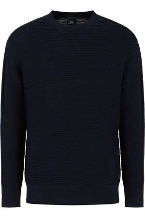 Armani Exchange Strik, Herre, Blå, S, Bomuld, Navyblå bomulds-pullover
