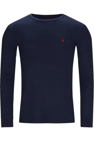 Ralph Lauren Strik, Herre, Blå, 2XL, Bomuld, Waffle Crew Neck Langærmet Tee
