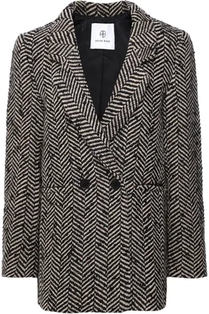 ANINE BING Jakke, Dame, Sort, S, Uld, Fishbone Blazer