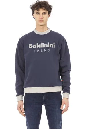 BALDININI Sweathshirts & Hoodies, Herre, Blå, S, Bomuld, Trendy Sweatshirt Monokrom Logo