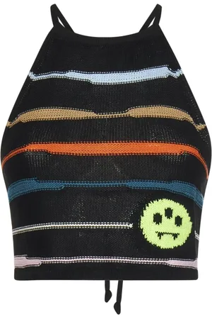BARROW Top, Dame, Sort, M, Stribet ærmeløs top med Jacquard Smile-logo