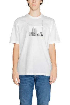 Armani Exchange Top, Herre, Hvid, S, Bomuld, Trykt bomulds-T-shirt