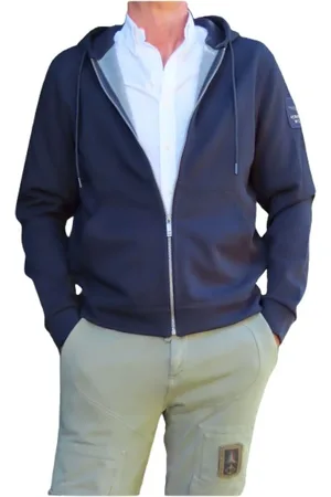 Aeronautica Militare Sweathshirts & Hoodies, Herre, Blå, L, Uld, Justerbar Veste med hætte og lynlås