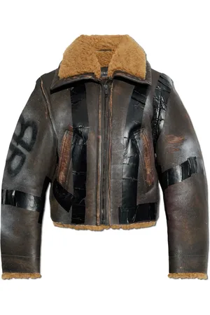 Balenciaga Jakke, Dame, Brun, S, Bomuld, Shearling frakke med vintage-effekt