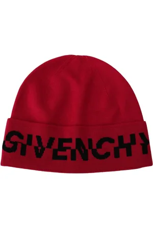 Givenchy Tilbehør, Herre, Lyserød, ONE SIZE, Uld, Rød Shade Beanie Hue med Sort Logo
